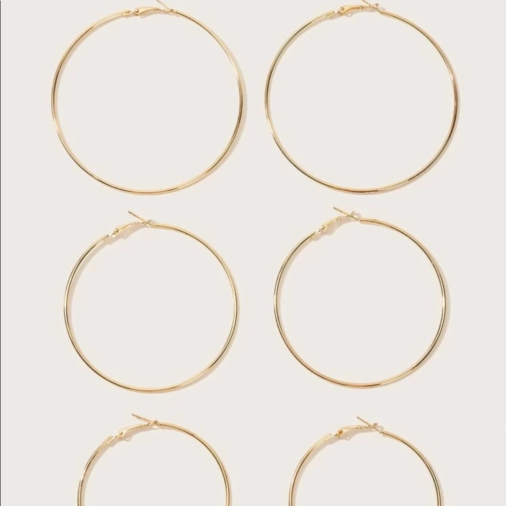 New Mixed Size Hoop Earrings Set 3pairs - Picture 2 of 2
